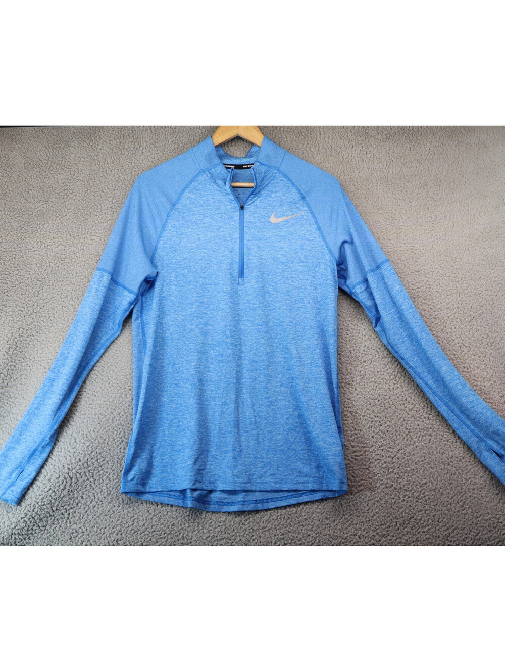 Nike Run 1/2 Zip Men Small Blue Heather Dri-Fit AH8973-435